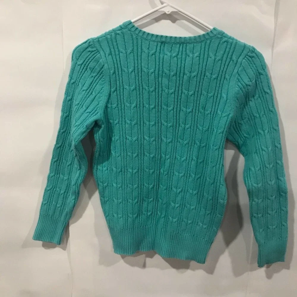 St. John's Bay Knitting Sweater V-Neck Teal Blue PS - Picture 9 of 9